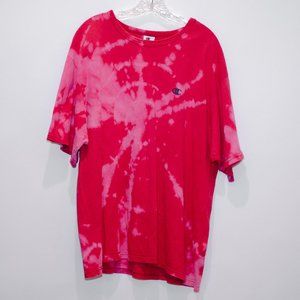 Handmade Tie Dyed Champion Red & Pink Tee Shirt